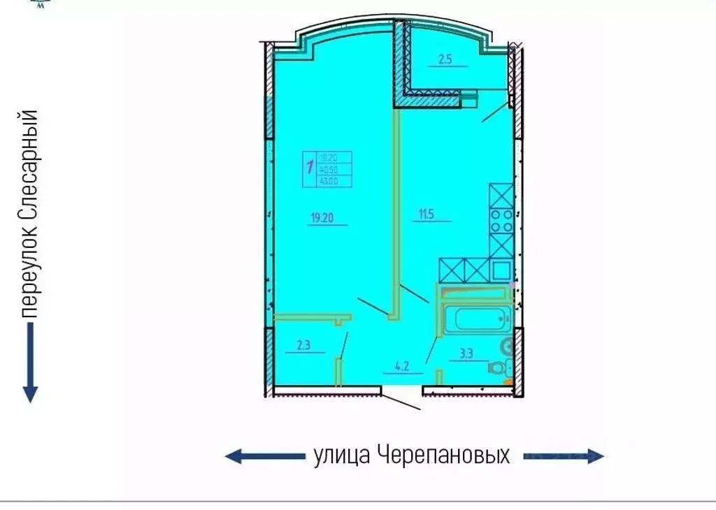 1-к кв. Оренбургская область, Оренбург Слесарный пер., 7 (43.0 м) - Фото 1