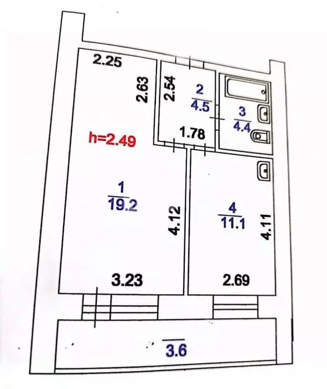1-к кв. Самарская область, Тольятти Офицерская ул., 6 (42.8 м) - Фото 1