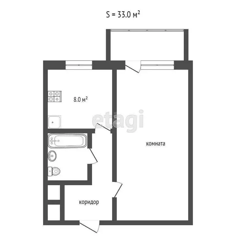 1-комнатная квартира: Ишим, Малая Садовая улица, 108 (33 м) - Фото 1