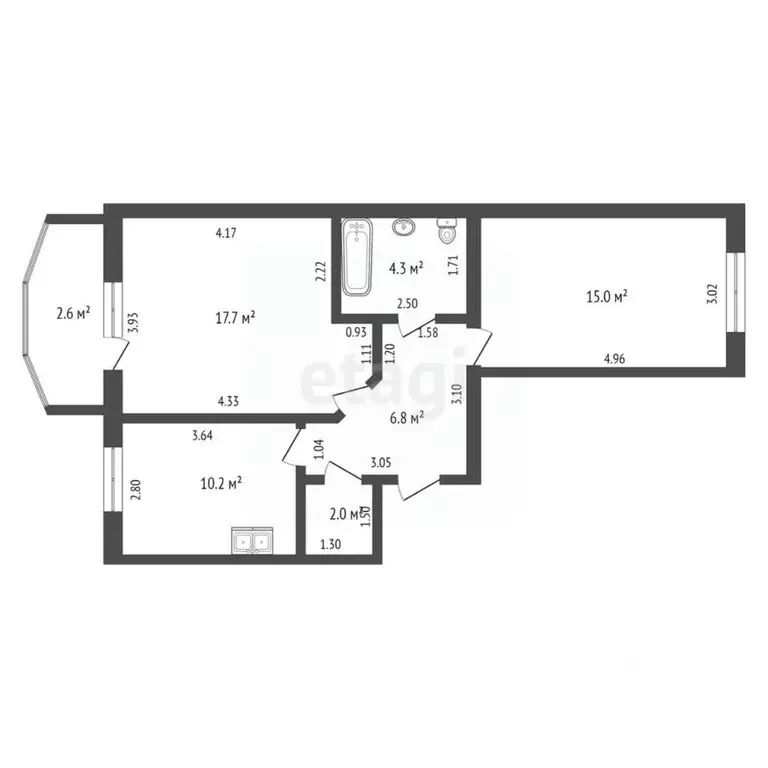 2-к кв. Калининградская область, Калининград Киевская ул., 118А (58.6 ... - Фото 2