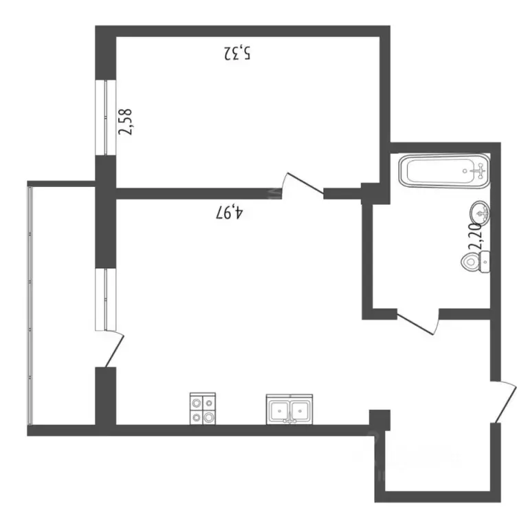 1-к кв. Тюменская область, Тюмень ул. Дмитрия Менделеева, 16 (46.8 м) - Фото 0