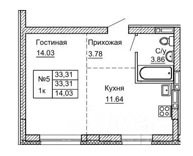 1-к кв. Алтайский край, Барнаул ул. Никитина, 41 (33.31 м) - Фото 0