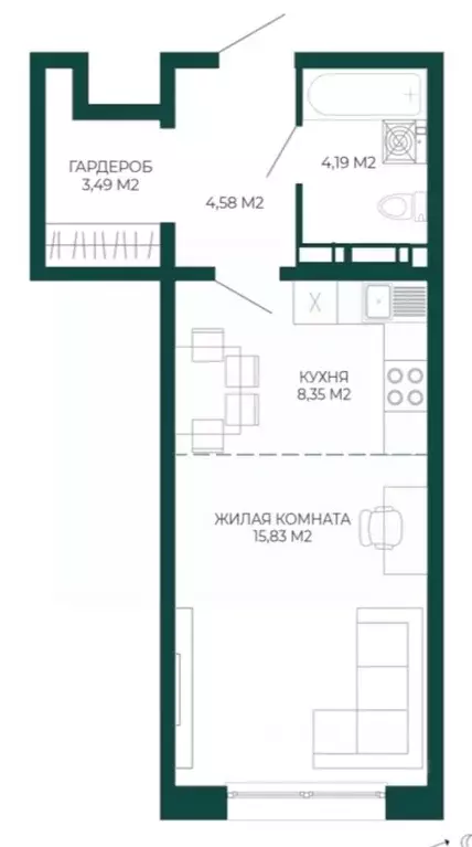 1-к кв. Пензенская область, Пенза Чаадаев жилой комплекс (36.44 м) - Фото 1
