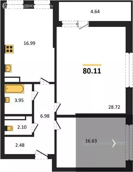 2-комнатная квартира: Воронеж, Московский проспект, 132 (80.11 м) - Фото 1