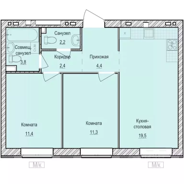 2-к кв. Удмуртия, Завьяловский район, с. Первомайский Санвилл жилой ... - Фото 1
