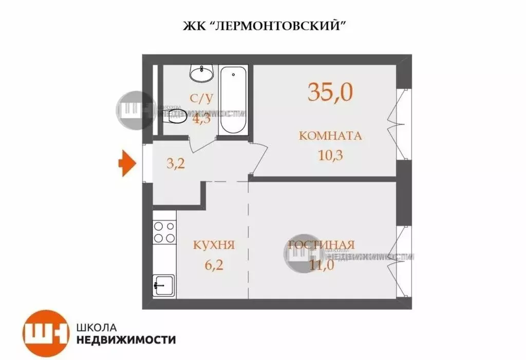 1-комнатная квартира: Санкт-Петербург, пр. Лермонтовский (35 м) - Фото 0
