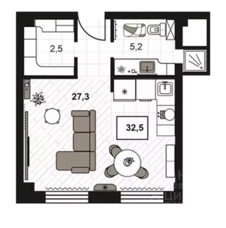 1-к кв. Москва Большой Строченовский пер., 9 (32.3 м) - Фото 2