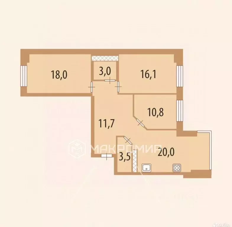 3-к кв. Санкт-Петербург Туристская ул., 18к1 (83.1 м) - Фото 2