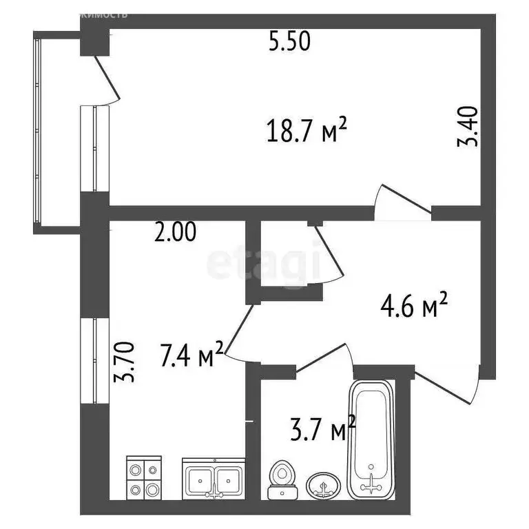 1-комнатная квартира: Октябрьское, улица Цурцумия, 10 (35.8 м) - Фото 1