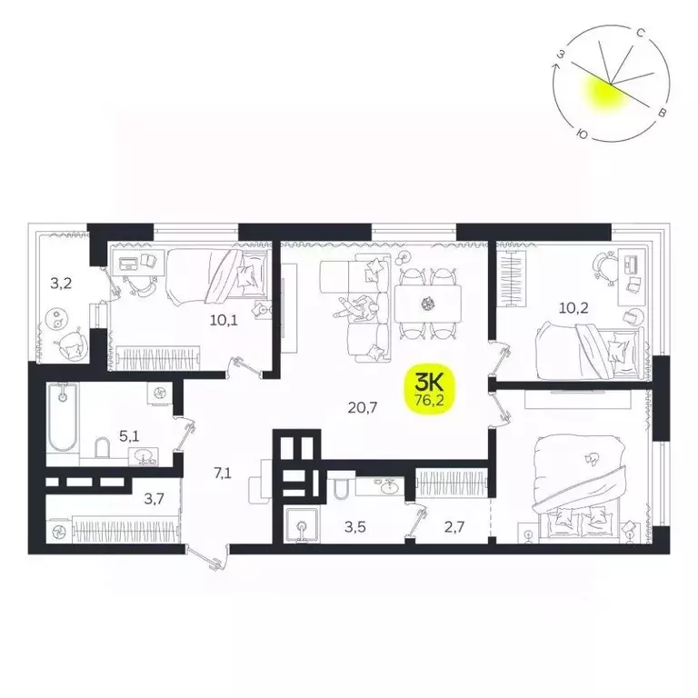 3-к кв. Свердловская область, Екатеринбург Южная Ботаника жилрайон, ... - Фото 1