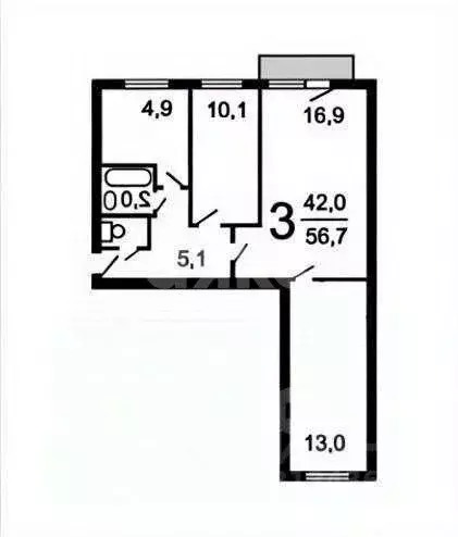 3-к кв. Москва Шелепихинское ш., 11К2 (56.6 м) - Фото 2