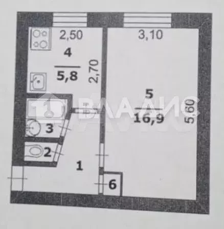 1-к. квартира, 30,4 м, 1/5 эт. - Фото 0