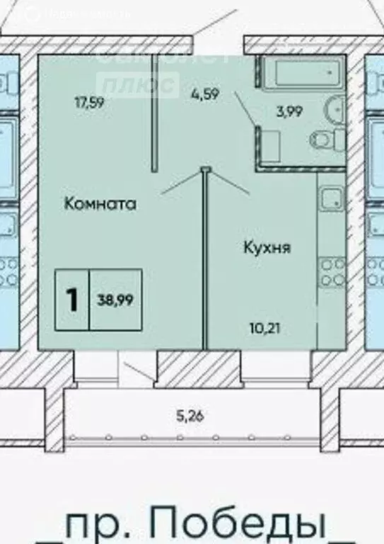 1-комнатная квартира: Северодвинск, проспект Победы, 36 (39 м) - Фото 0