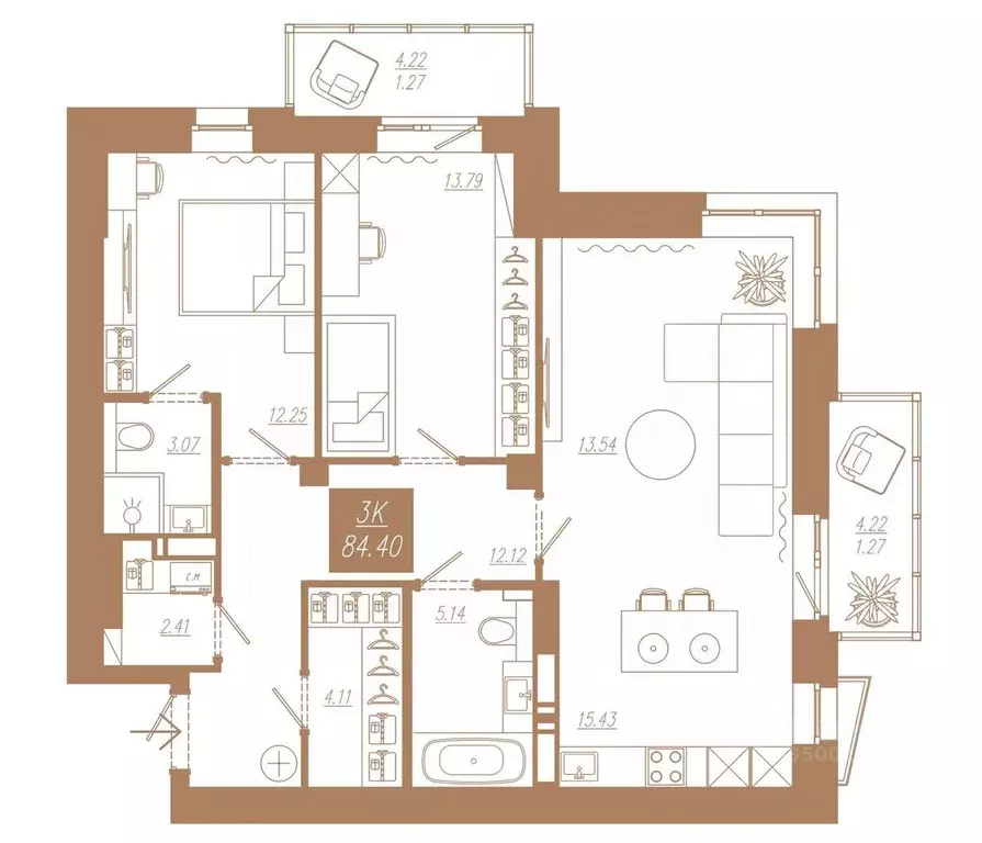 3-к кв. Красноярский край, Красноярск ул. 3-я Краснодарская (84.4 м) - Фото 0