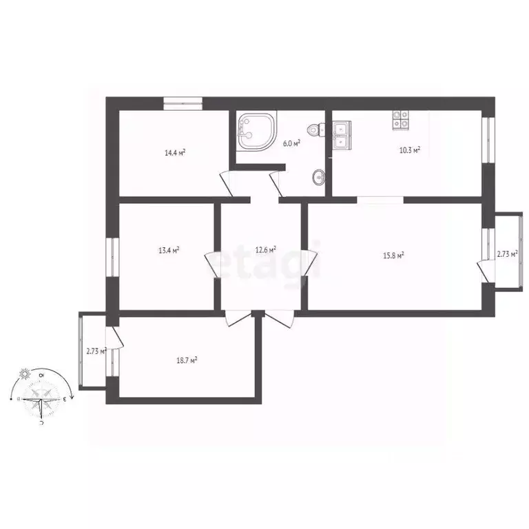 4-к кв. Московская область, Клин ул. Гагарина, 2/13 (99.4 м) - Фото 2