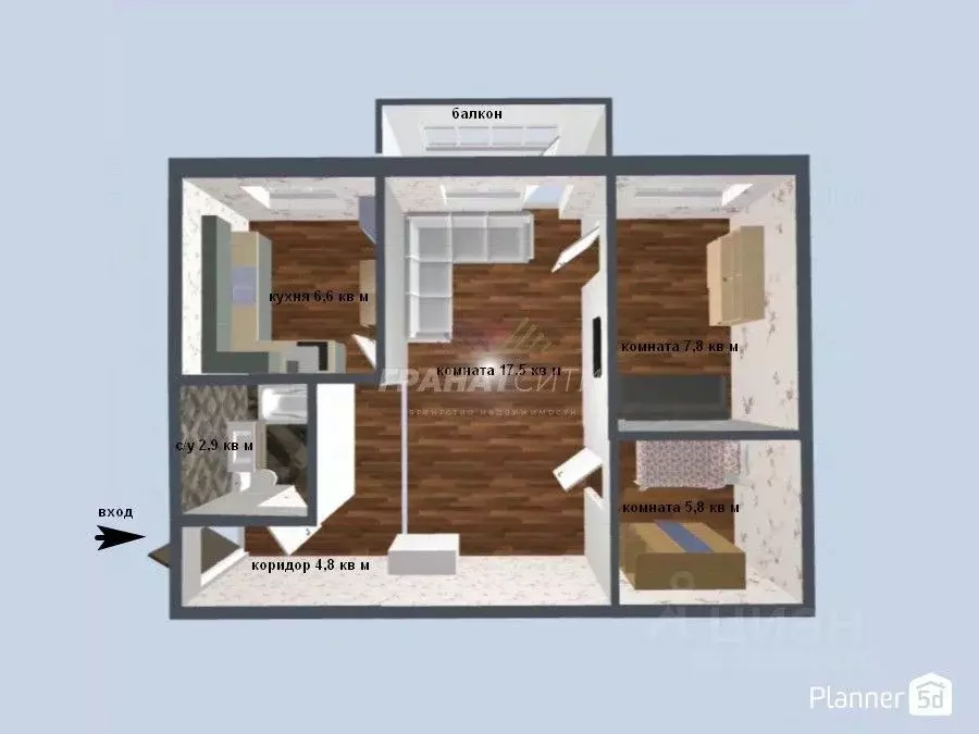 2-к кв. Омская область, Омск ул. 33-я Северная, 30Б (45.4 м) - Фото 2