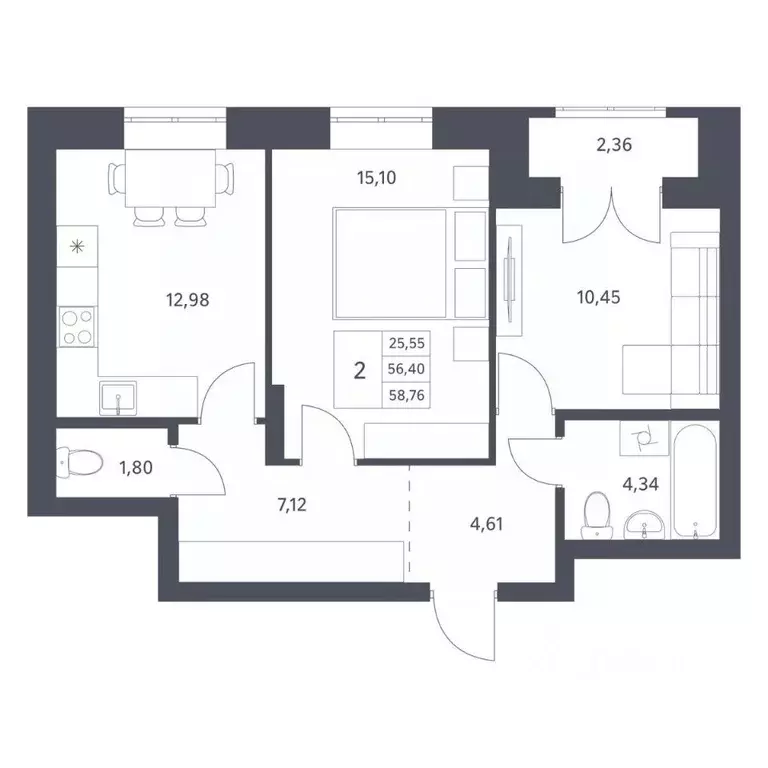 2-к кв. Новосибирская область, Новосибирск ул. Имени генерал-майора ... - Фото 0