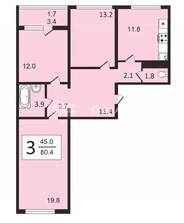 3-к кв. Воронежская область, Воронеж ул. Загоровского, 9/3 (80.4 м) - Фото 0