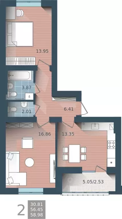 2-к кв. Калининградская область, Калининград ул. Сержанта Мишина, 81к4 ... - Фото 0