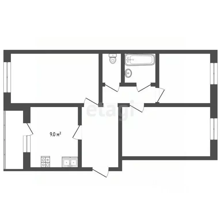 3-к кв. Ярославская область, Рыбинск Волочаевская ул., 13 (66.4 м) - Фото 2