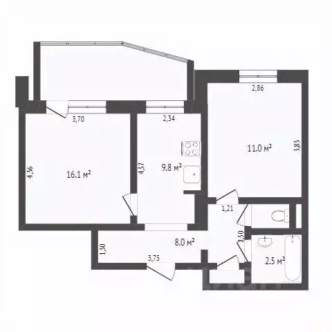 2-к кв. Бурятия, Улан-Удэ ул. Жердева, 142 (49.1 м) - Фото 2