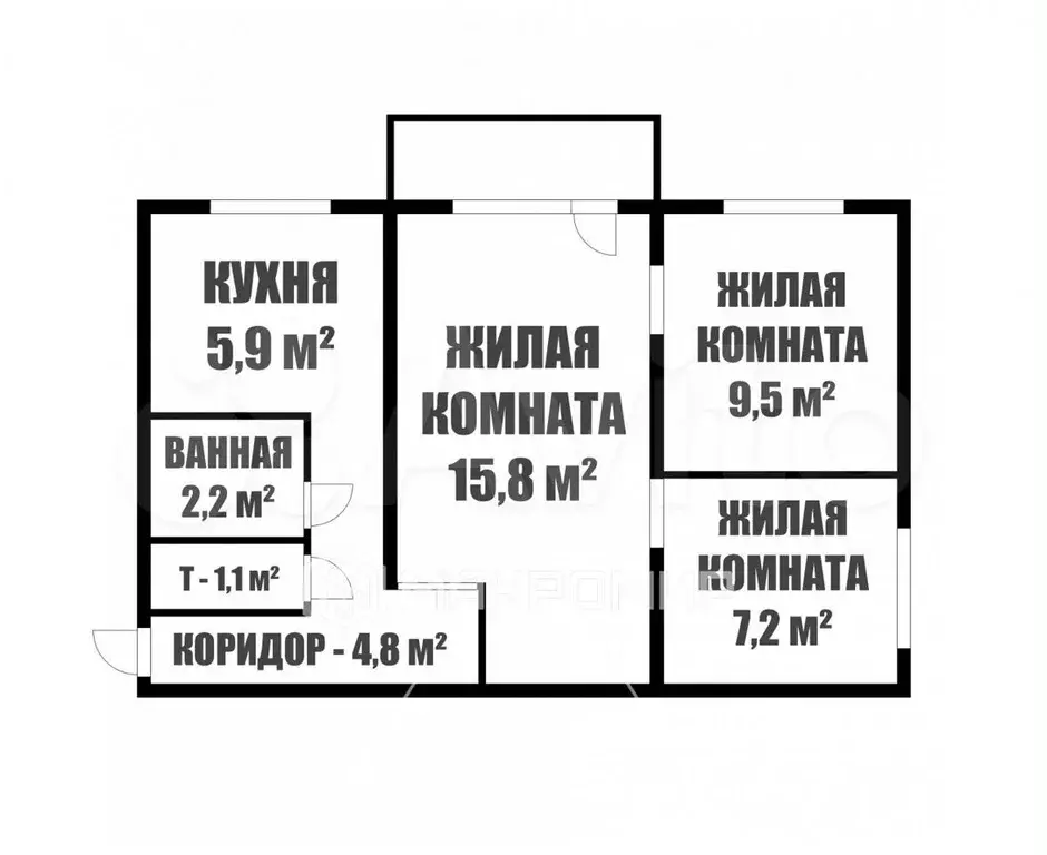 3-к. квартира, 46,5 м, 2/5 эт. - Фото 0