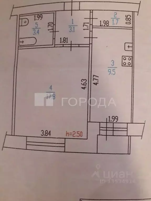 1-к кв. Алтайский край, Барнаул ул. Бабуркина, 12 (35.5 м) - Фото 2
