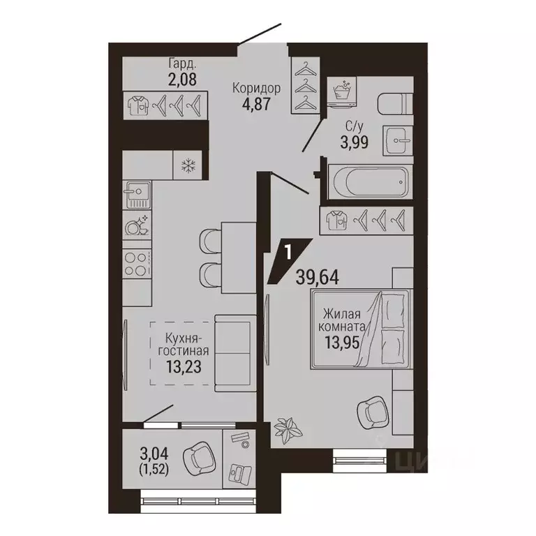 1-к кв. Свердловская область, Екатеринбург Центральный жилрайон, Дом 7 ... - Фото 1