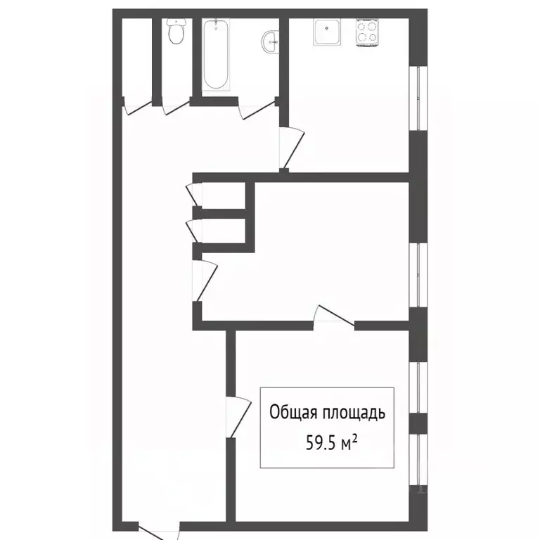 2-к кв. Томская область, Томск просп. Фрунзе, 224 (61.7 м) - Фото 1