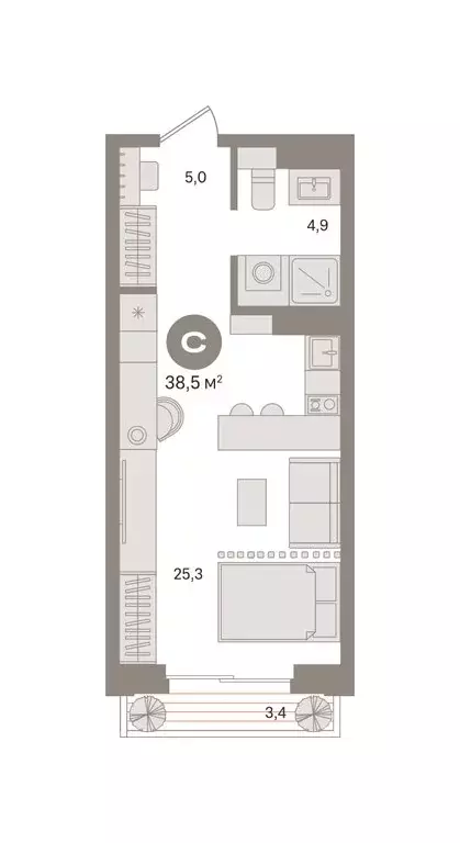 Квартира-студия: Москва, Огородный проезд, 20 (38.48 м) - Фото 0