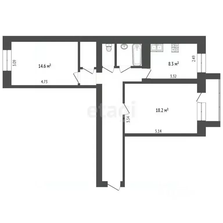 2-к кв. Калужская область, Бабынинский муниципальный округ, Воротынск ... - Фото 2