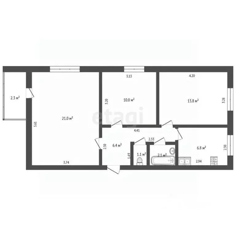 3-к кв. Забайкальский край, Чита Северный мкр, 17 (61.2 м) - Фото 1