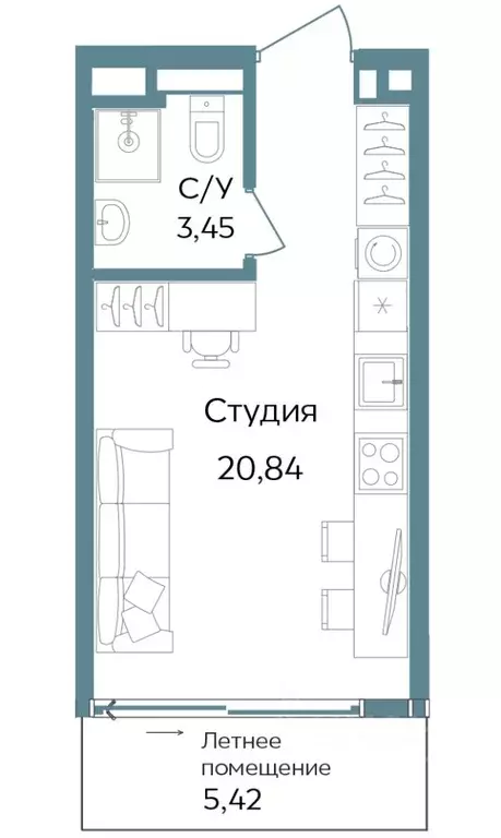 Студия Крым, Саки ул. Морская (29.71 м) - Фото 0