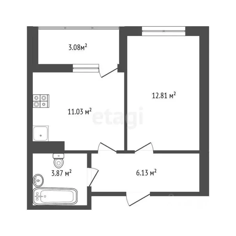 1-к кв. Тюменская область, Тюмень Ставропольская ул., 97к4 (32.7 м) - Фото 1