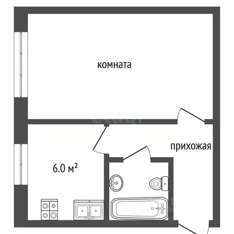 1-к кв. Кемеровская область, Кемерово ул. Терешковой, 19 (32.4 м) - Фото 2