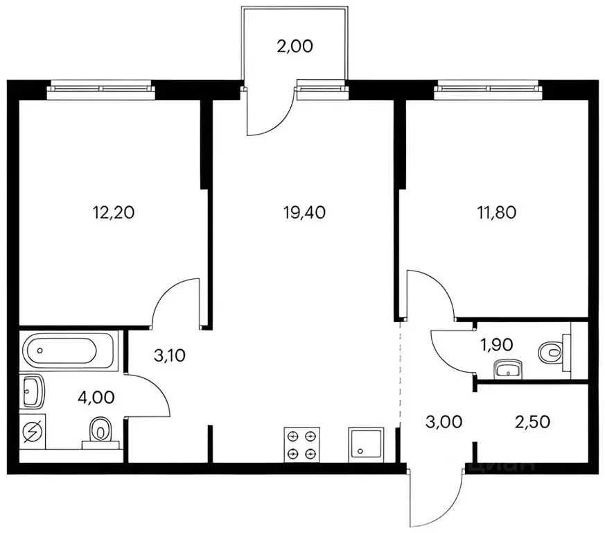2-к кв. Москва Красноказарменная ул., 14Ак6 (57.5 м) - Фото 2