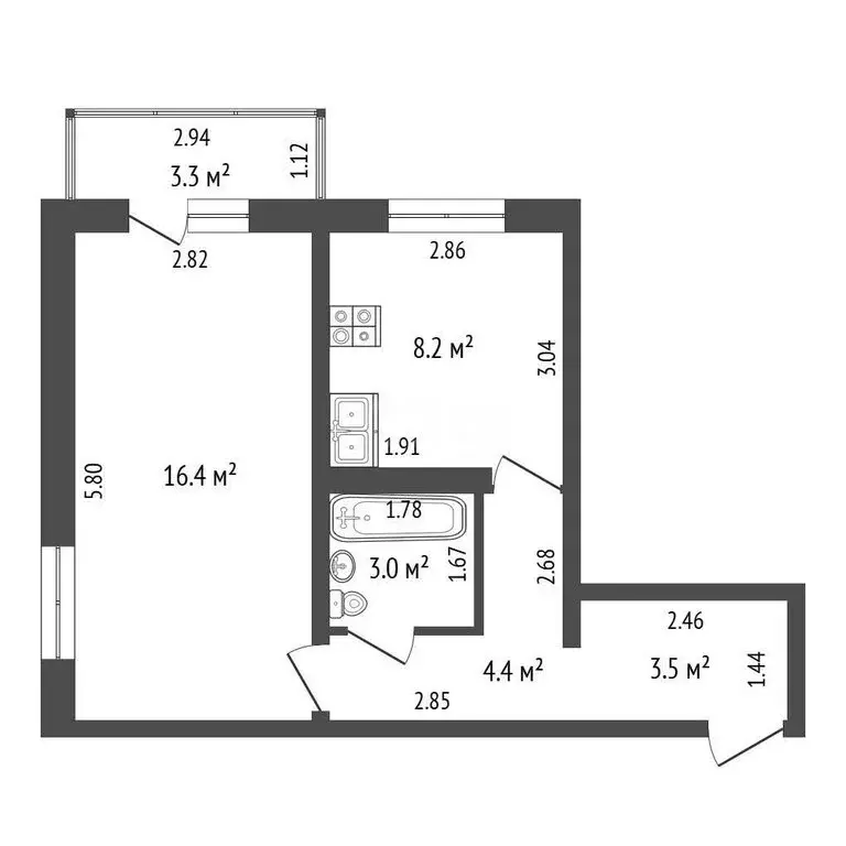 1-комнатная квартира: Новокузнецк, улица Петракова, 41Б (35.5 м) - Фото 0