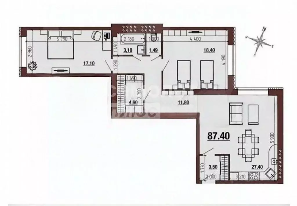 2-к кв. Рязанская область, Рязань ул. 2-я Новоселковская, 4 (87.4 м) - Фото 1