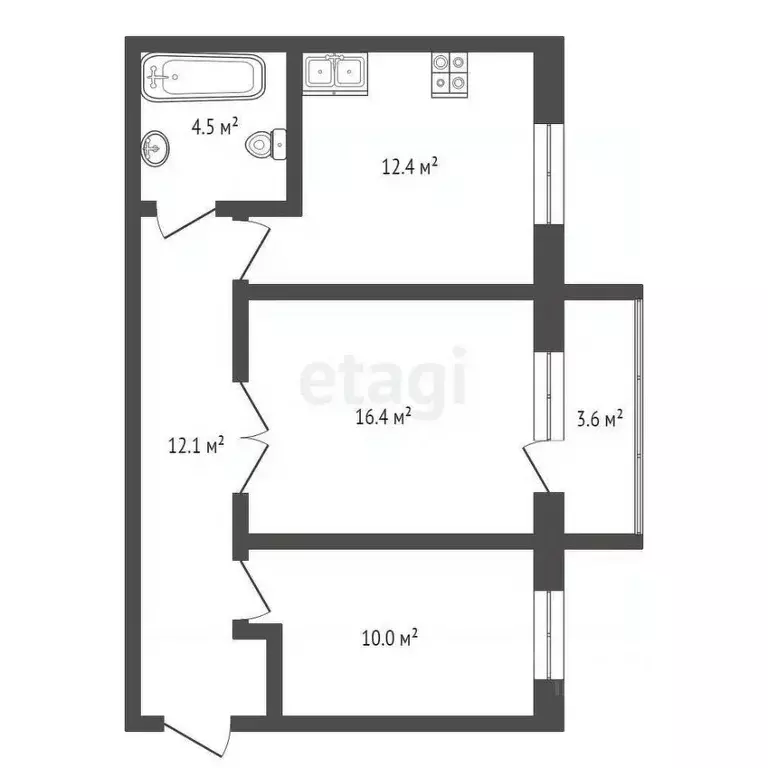 2-к кв. Башкортостан, Стерлитамакский район, Отрадовский сельсовет, с. ... - Фото 2