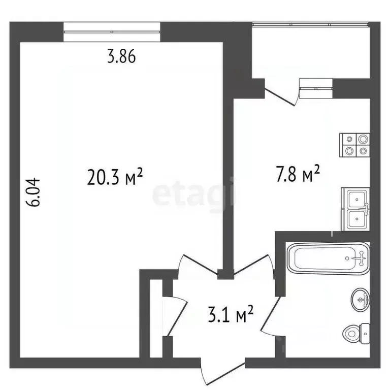 1-к кв. Вологодская область, Вологда ул. Маршала Конева, 25 (35.4 м) - Фото 2