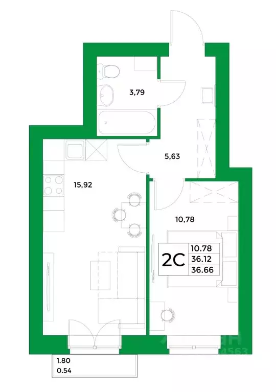 1-к кв. Башкортостан, Уфимский район, Зубовский сельсовет, с. Зубово ... - Фото 1