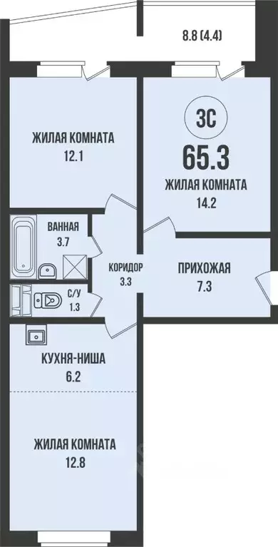 2-к кв. Новосибирская область, Новосибирск Родники мкр, Династия жилой ... - Фото 0