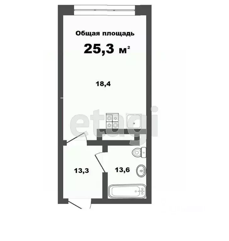 Студия Краснодарский край, Анапа Таманская ул., 121к13 (25.3 м) - Фото 2