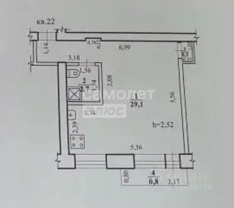 Студия Забайкальский край, Чита ул. Богомягкова, 12 (33.1 м) - Фото 2