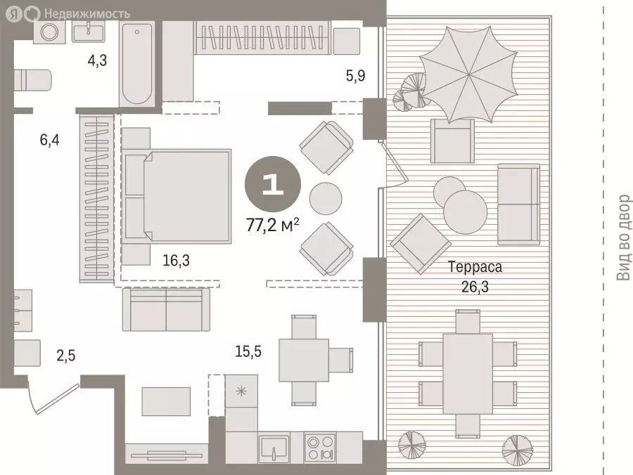 2-комнатная квартира: Тюмень, улица Газовиков, 40 (77.2 м) - Фото 1