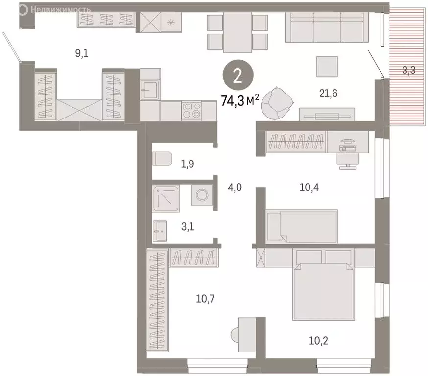 2-комнатная квартира: Екатеринбург, жилой район Эльмаш, Механический ... - Фото 1