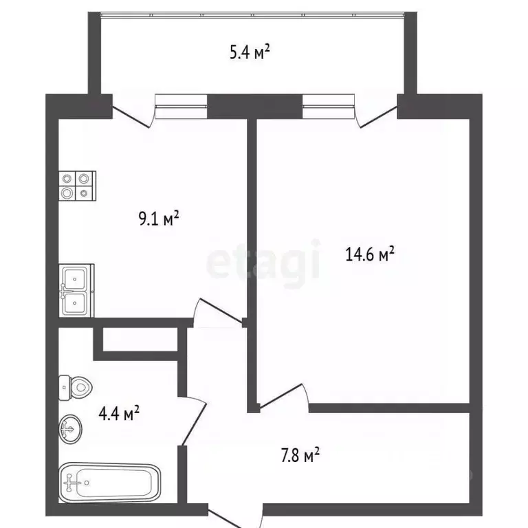 1-к кв. Тюменская область, Тюмень ДОК мкр, ул. Ботаническая, 1к1 (36.1 ... - Фото 1