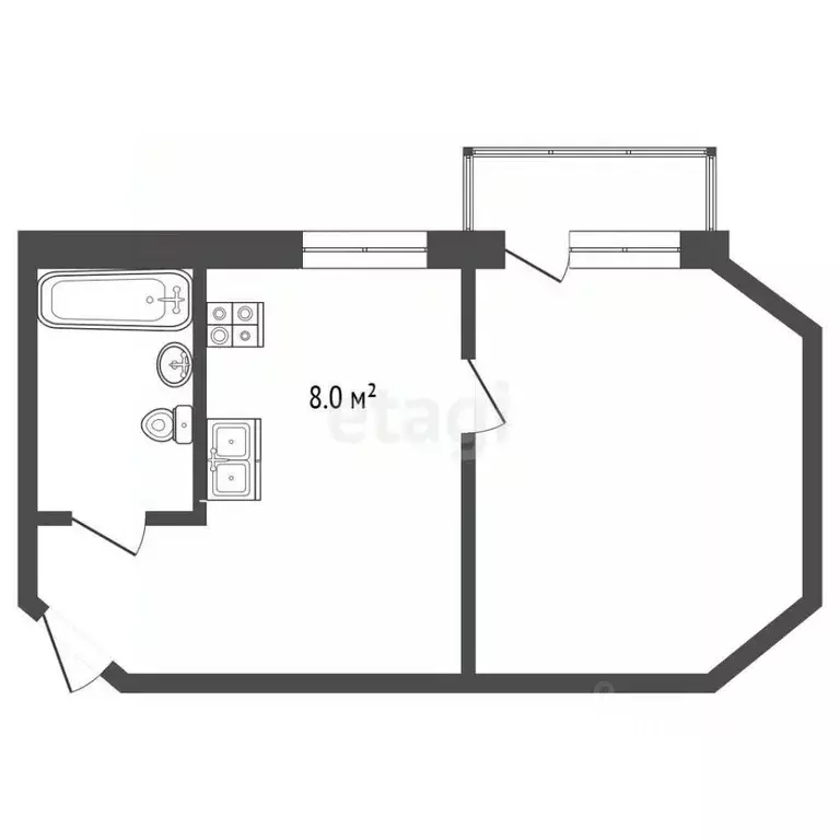 1-к кв. Челябинская область, Челябинск ул. Курчатова, 11 (33.4 м) - Фото 2