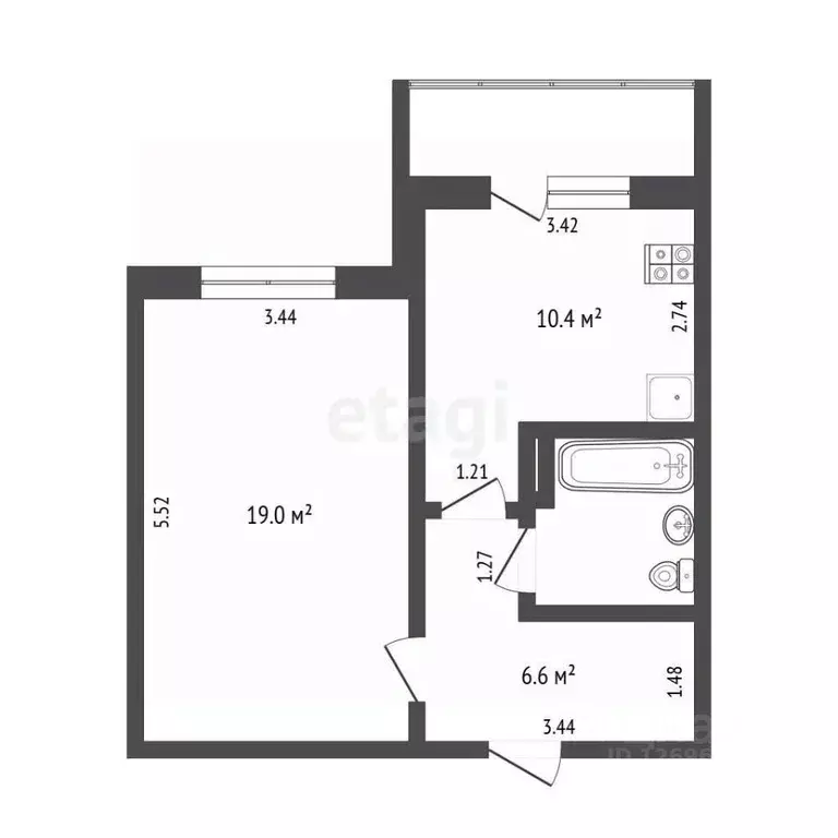 1-к кв. Московская область, Мытищи Силикатная ул., 49к2 (44.0 м) - Фото 2