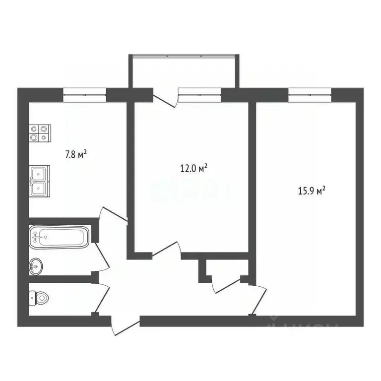 2-к кв. Челябинская область, Челябинск ул. Масленникова, 13 (47.5 м) - Фото 2